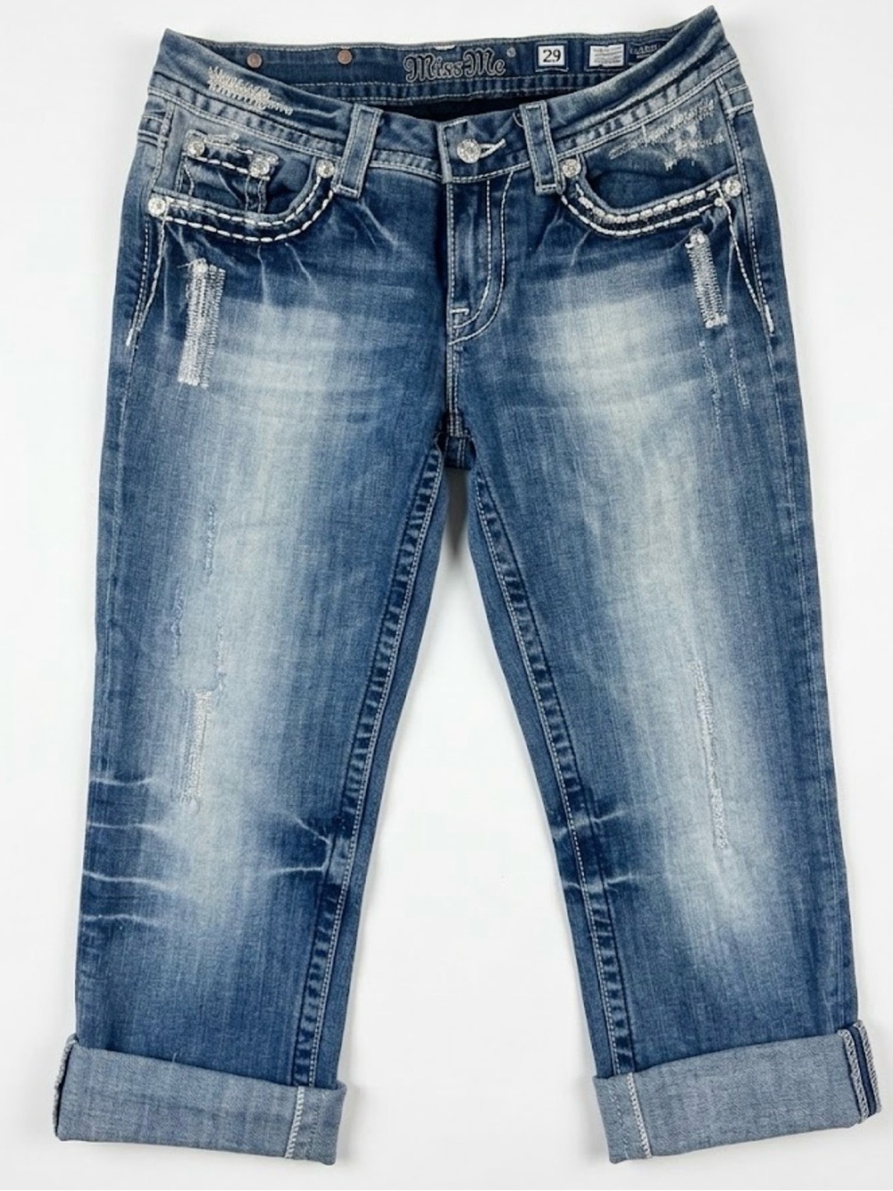Miss Me medium blue wash capri jeans size 29